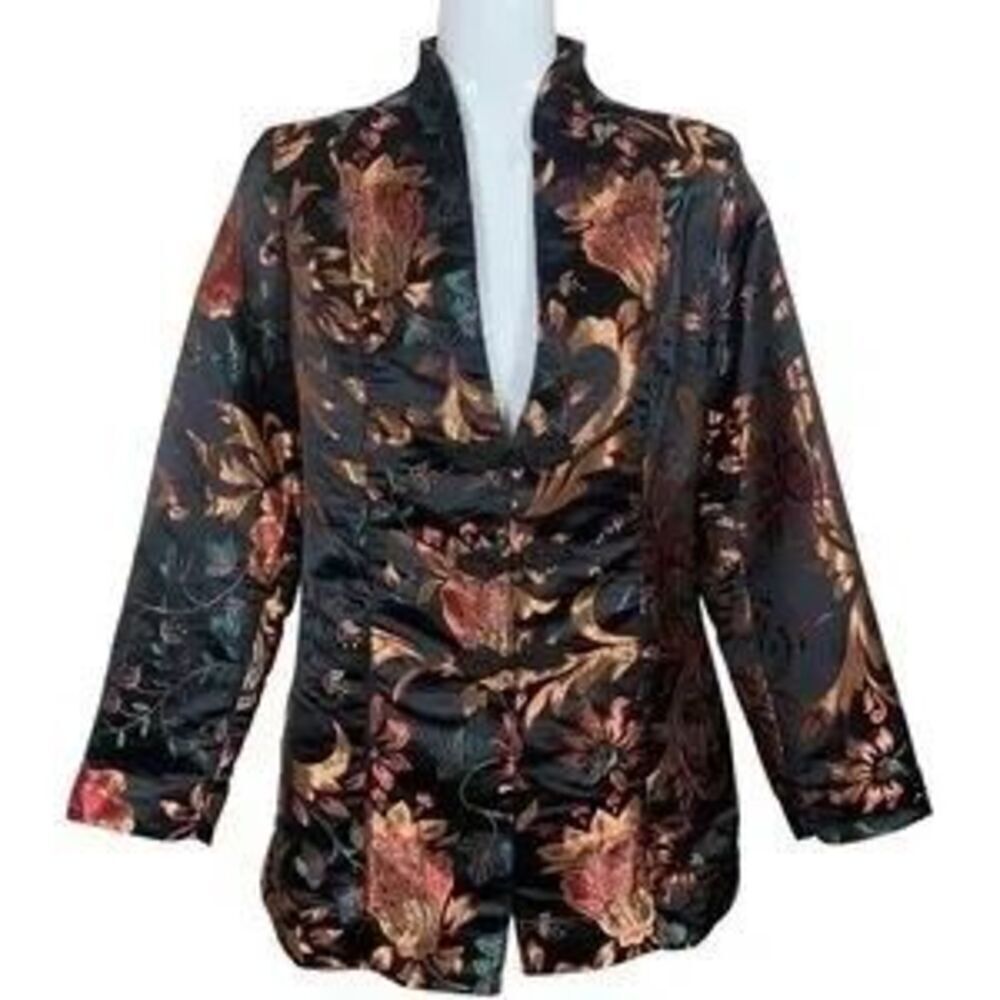 Soft Surroundings Size M Moon Dynasty Kimono Jacket Metallic Floral Brocade